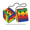 3 Inch Pride Rainbow Fuzzy Dice with Dark Brown Dots