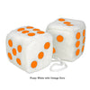 4 Inch White Fuzzy Car Dice with Orange Dots
