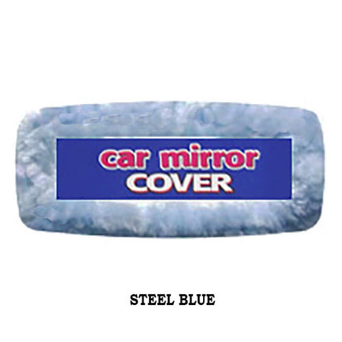 Fuzzy Rear View Mirror Cover - Blue Steel