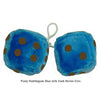 4 Inch Bubblegum Blue Furry Dice with Dark Brown Dots