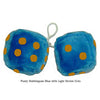 3 Inch Bubblegum Blue Fuzzy Dice with Light Brown Dots