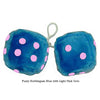 3 Inch Bubblegum Blue Fuzzy Dice with Light Pink Dots