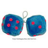 3 Inch Bubblegum Blue Fuzzy Dice with Red Dots