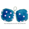 3 Inch Bubblegum Blue Fuzzy Dice with LIGHT PINK GLITTER DOTS