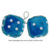 4 Inch Bubblegum Blue Furry Dice with SILVER GLITTER DOTS