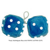 4 Inch Bubblegum Blue Furry Dice with WHITE GLITTER DOTS