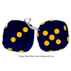 3 Inch Dark Blue Furry Dice with Goldenrod Dots
