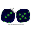 3 Inch Dark Blue Furry Dice with Dark Green Dots