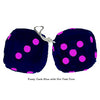 3 Inch Dark Blue Furry Dice with Hot Pink Dots