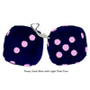 4 Inch Dark Blue Fluffy Dice with Light Pink Dots