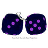 3 Inch Dark Blue Furry Dice with Royal Purple Dots
