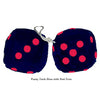 3 Inch Dark Blue Furry Dice with Red Dots