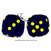4 Inch Dark Blue Fluffy Dice with Yellow Dots