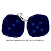 4 Inch Dark Blue Fluffy Dice with ROYAL NAVY BLUE GLITTER DOTS