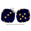 4 Inch Dark Blue Fluffy Dice with GOLD GLITTER DOTS