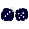 3 Inch Dark Blue Furry Dice with LIGHT PINK GLITTER DOTS
