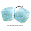 3 Inch Light Blue Fluffy Dice with Light Blue Dots