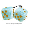 3 Inch Light Blue Fluffy Dice with Light Brown Dots
