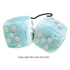 3 Inch Light Blue Fluffy Dice with Goldenrod Dots