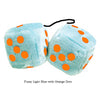 3 Inch Light Blue Fluffy Dice with Orange Dots