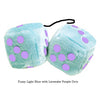 3 Inch Light Blue Fluffy Dice with Lavender Purple Dots