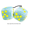3 Inch Light Blue Fluffy Dice with Yellow Dots
