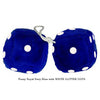 4 Inch Royal Navy Blue Fuzzy Dice with WHITE GLITTER DOTS