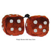 4 Inch Brown Fuzzy Dice with Grey Dots