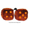 4 Inch Brown Fuzzy Dice with Orange Dots