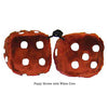 4 Inch Brown Fuzzy Dice with White Dots