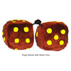 4 Inch Brown Fuzzy Dice with Yellow Dots