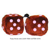 4 Inch Brown Fuzzy Dice with LIGHT PINK GLITTER DOTS