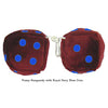 3 Inch Burgundy Fuzzy Dice with Royal Navy Blue Dots