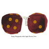 4 Inch Burgundy Fuzzy Dice with Light Brown Dots