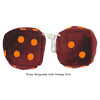 4 Inch Burgundy Fuzzy Dice with Orange Dots