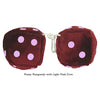 4 Inch Burgundy Fuzzy Dice with Light Pink Dots