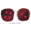 4 Inch Burgundy Fuzzy Dice with Red Dots