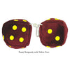 3 Inch Burgundy Fuzzy Dice with Yellow Dots