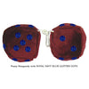 4 Inch Burgundy Fluffy Dice with ROYAL NAVY BLUE GLITTER DOTS
