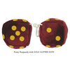 4 Inch Burgundy Fluffy Dice with GOLD GLITTER DOTS