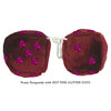 3 Inch Burgundy Fuzzy Dice with HOT PINK GLITTER DOTS