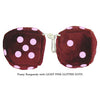 4 Inch Burgundy Fluffy Dice with LIGHT PINK GLITTER DOTS