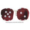 3 Inch Burgundy Fuzzy Dice with SILVER GLITTER DOTS
