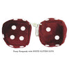 4 Inch Burgundy Fluffy Dice with WHITE GLITTER DOTS