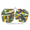 4 Inch Camouflage Fuzzy Dice with Goldenrod Dots
