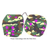 4 Inch Camouflage Fuzzy Dice with Hot Pink Dots