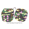 4 Inch Camouflage Fuzzy Dice with Light Pink Dots