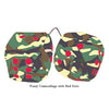 4 Inch Camouflage Fuzzy Dice with Red Dots