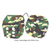 4 Inch Camouflage Fuzzy Dice with White Dots