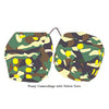 3 Inch Camouflage Fuzzy Dice with Yellow Dots